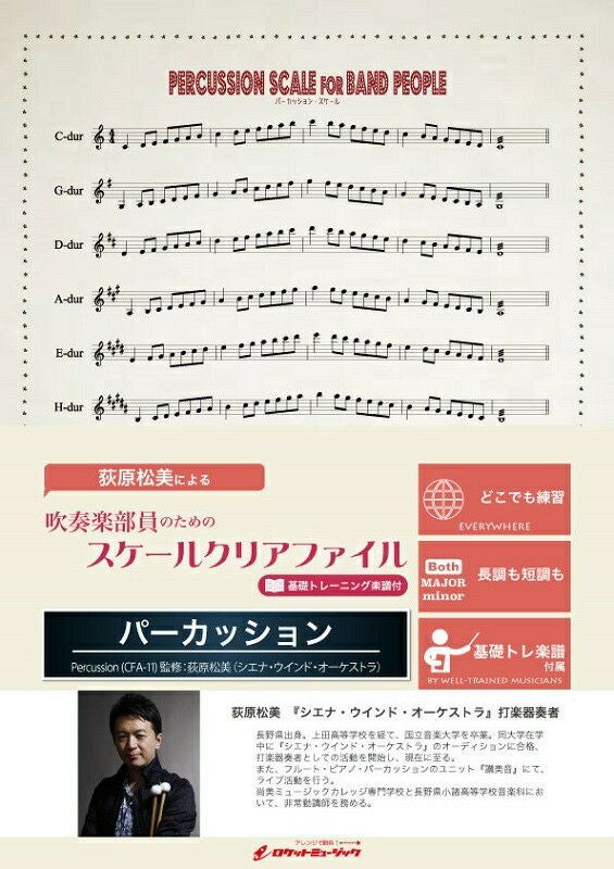 吹奏楽部員のためのスケールクリアファイルCFA-11パーカッション