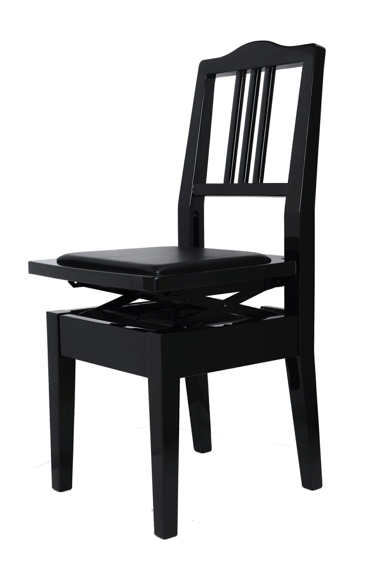 Yoshizawa5K背付高低自在椅子ブラック吉澤背付きピアノ椅子黒【日本製】