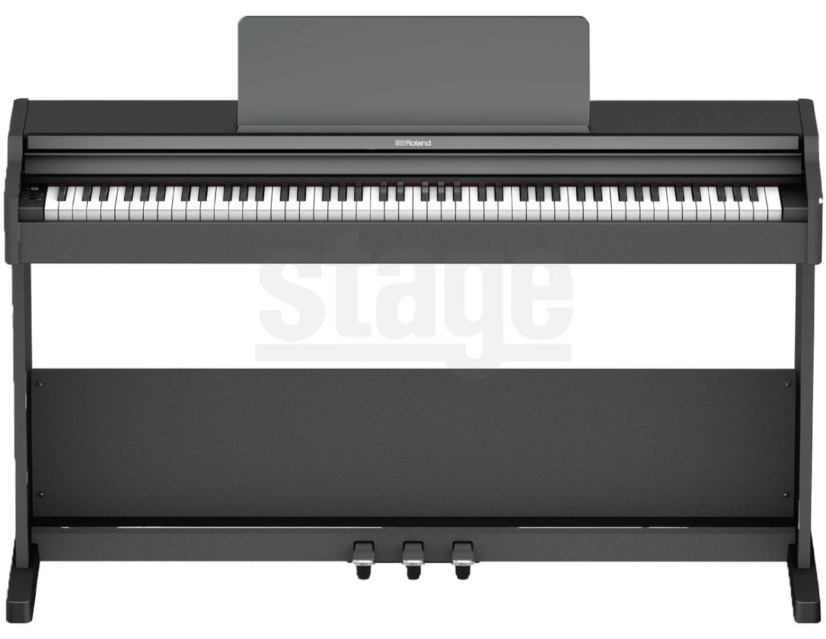 【全国配送設置無料】ROLAND RP107 BK Digital Piano【専用固定椅子・防音ピアノマット・ヘッドホン(黒)・お手入れセット付き】<br>ローランド デジタルピアノ 88鍵盤 ブラック <br><br><br>電子ピアノ 人気 定番 軽量 お手頃 おすすめ 黒