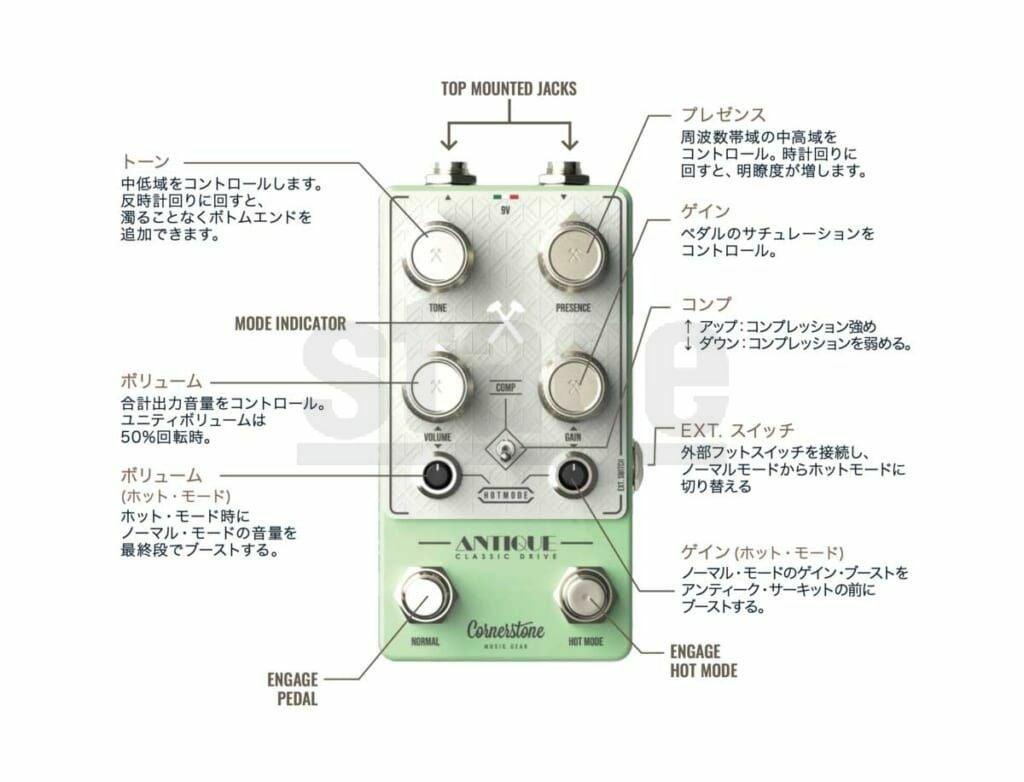 Cornerstone® Music Gear AntiqueV3コーナーストーン・ミュージック・ギア アンティークV3 オーバードライブ【Stage Guitar Accessory】コンパクトエフェクター ギターエフェクター effector effect pedalTS系