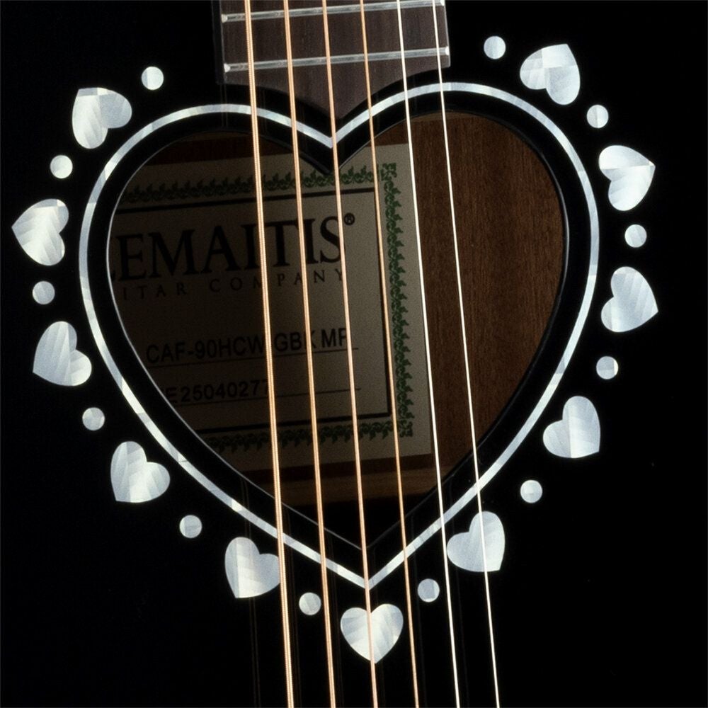 ZEMAITIS CAF-90H Gloss Black Mother of Pearl ORCHESTRAのサウンドホールのアップ